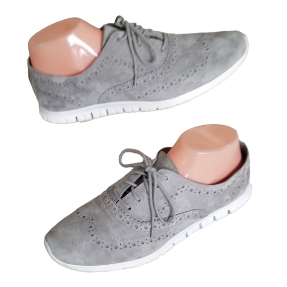 Cole Haan ZEROGRAND Women 9.5B Grey Suede Perforated Oxford Wingtip Shoes W14477 - Picture 12 of 12